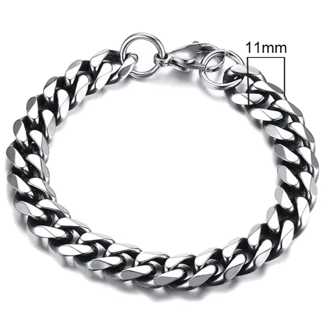 Stainless Steel Gold Plated Cuban Chain Bracelet for Men, Six-Sided 3-11mm