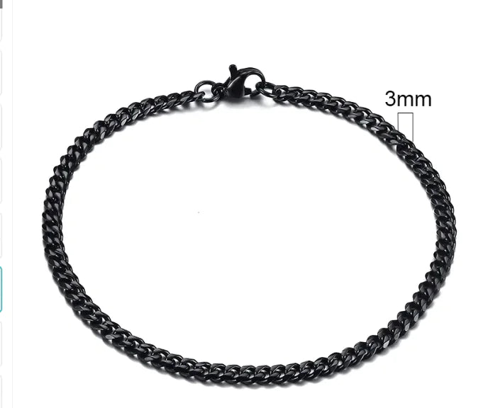 Stainless Steel Gold Plated Cuban Chain Bracelet for Men, Six-Sided 3-11mm