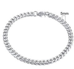 Stainless Steel Gold Plated Cuban Chain Bracelet for Men, Six-Sided 3-11mm