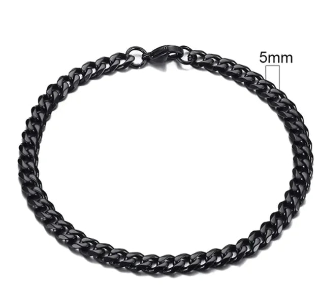 Stainless Steel Gold Plated Cuban Chain Bracelet for Men, Six-Sided 3-11mm