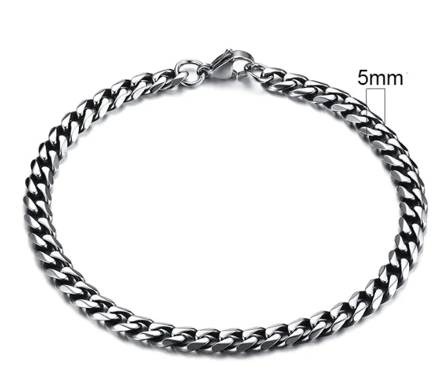 Stainless Steel Gold Plated Cuban Chain Bracelet for Men, Six-Sided 3-11mm