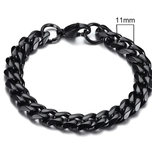 Stainless Steel Gold Plated Cuban Chain Bracelet for Men, Six-Sided 3-11mm